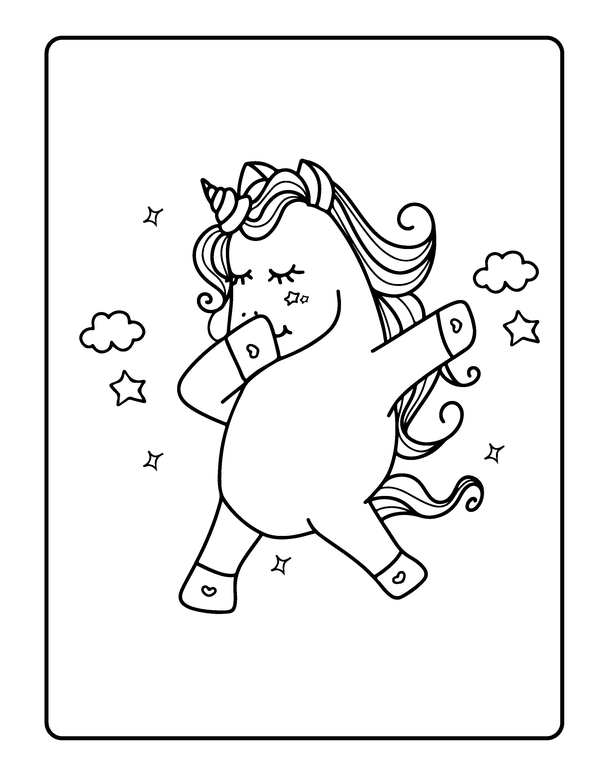 Unicorn Dancing Coloring Page