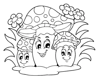 Herfst Drie Paddenstoelen met Bloemen