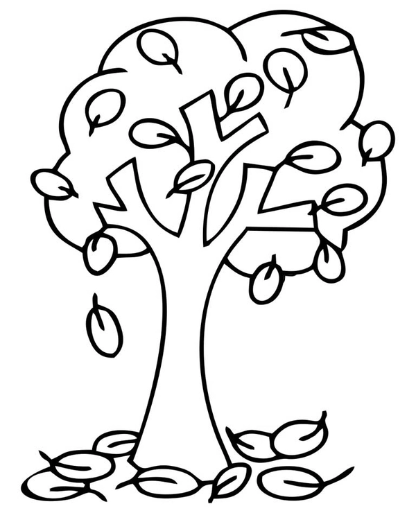 Fall Tree Losing Leaves Coloring Page