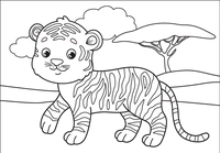 Baby Tiger with Cloud and Tree