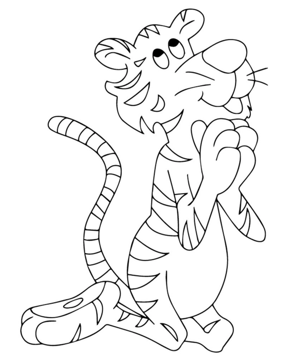 Dibujo para Colorear Tigre rezador de dibujos animados