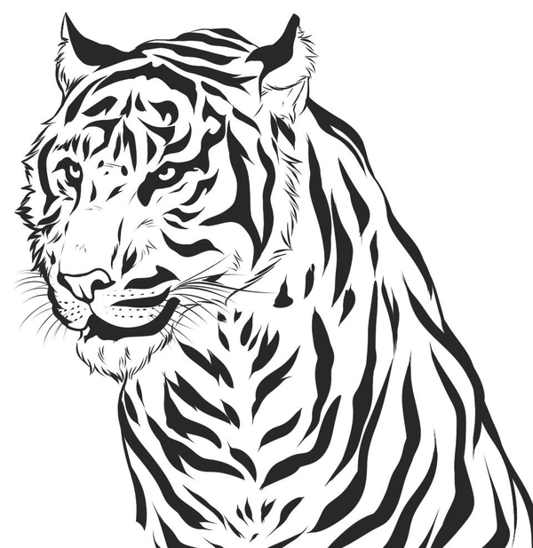 Realistischer Tigerkopf Ausmalbild