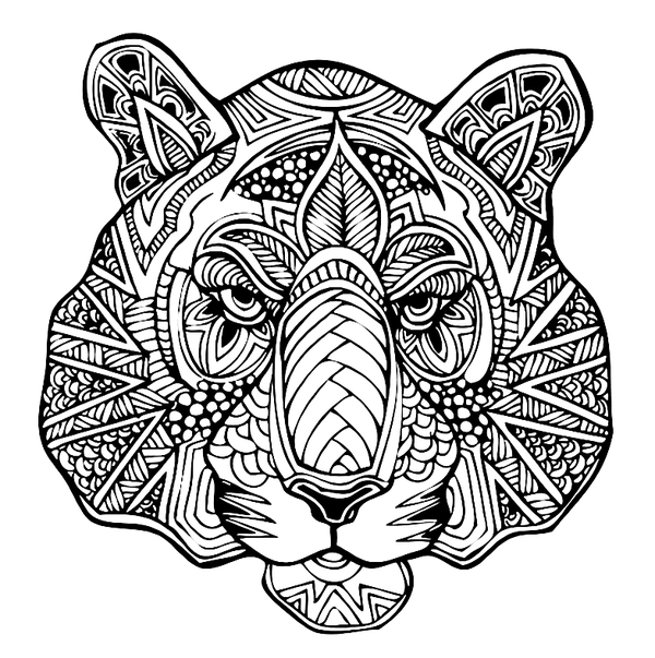 Dibujo para Colorear Zentangle Cabeza de tigre