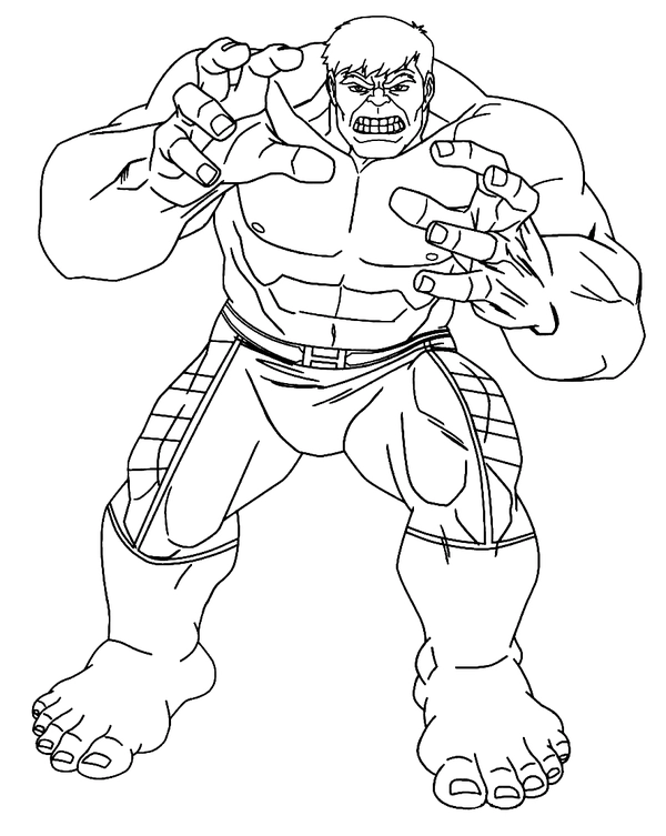 Dibujo para Colorear Hulk agarrando las manos