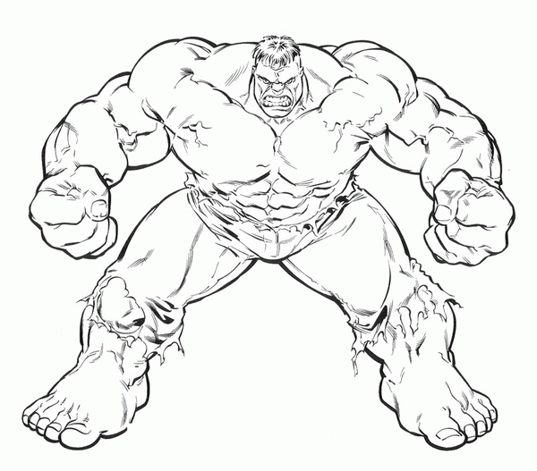 Coloriage Hulk debout et fort