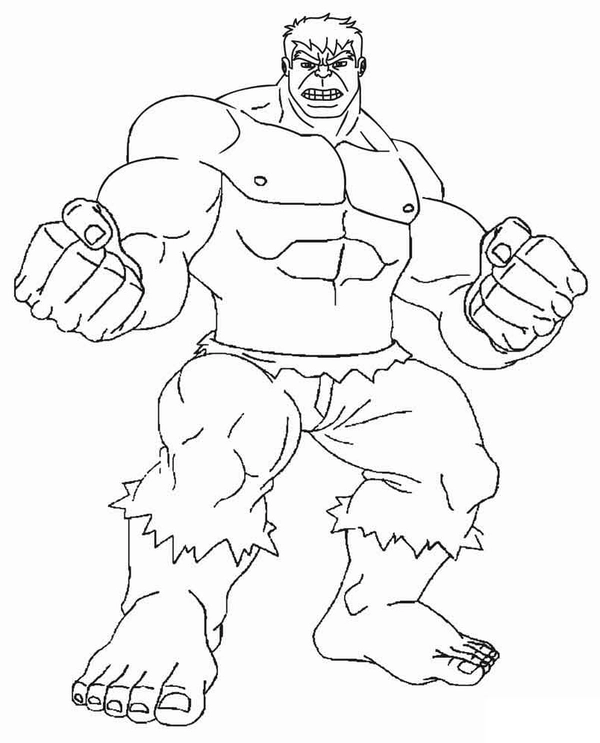 Dibujo para Colorear Hulk con los puños cerrados