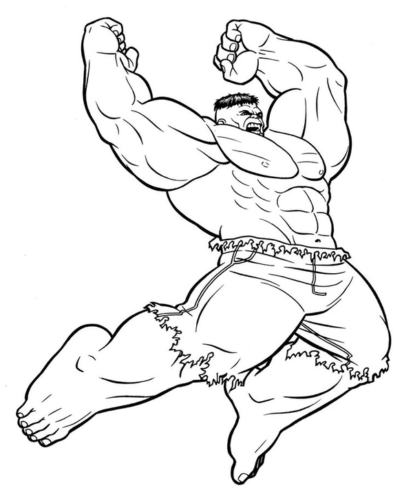 Dibujo para Colorear Hulk Saltarín