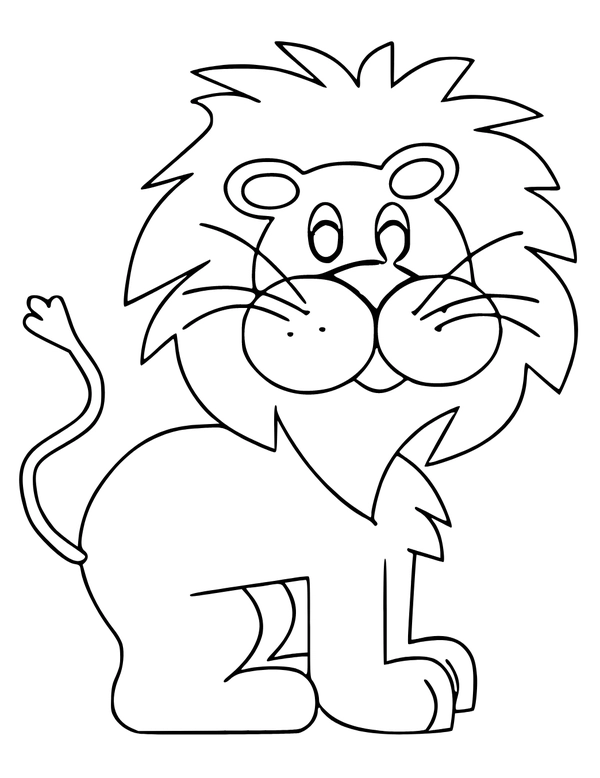 Easy Cartoon Baby Lion Coloring Page