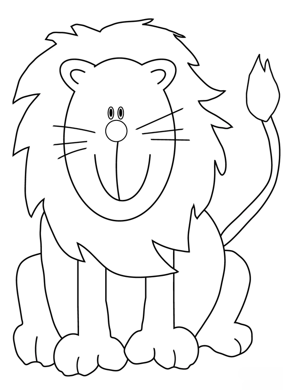 Easy Cartoon Lion Coloring Page