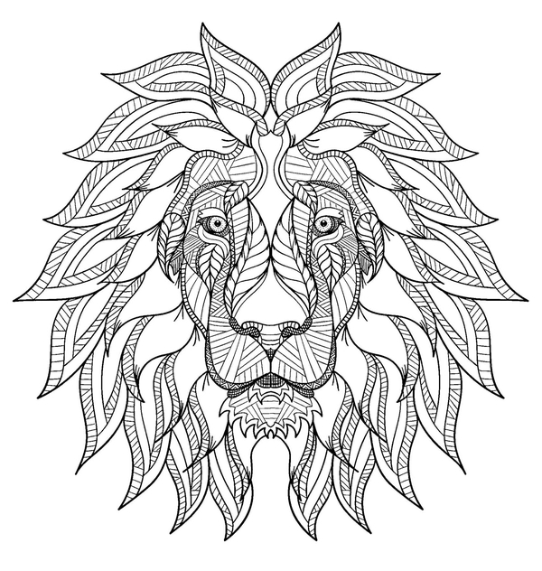 Dibujo para Colorear Zentangle Cabeza de león