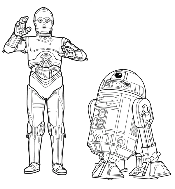 Star Wars R2 D2 and C 3PO Coloring Page