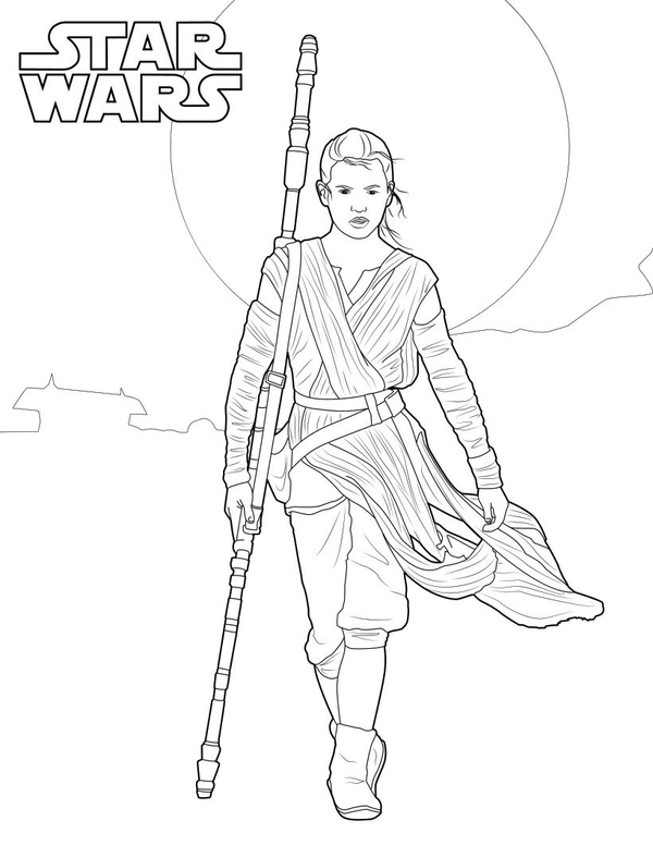 Dibujo para Colorear Star Wars Rey Skywalker