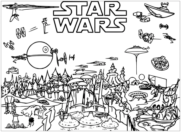 Dibujo para Colorear Escenarios de Star Wars