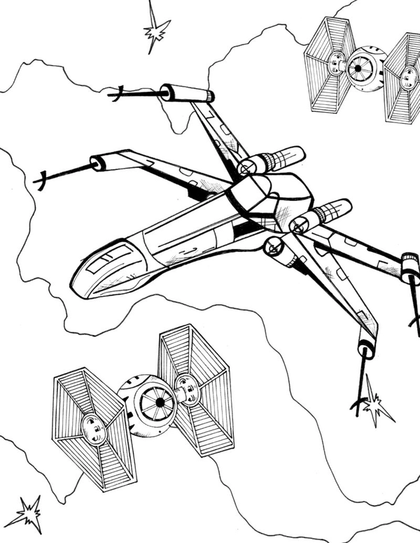 Dibujo para Colorear Star Wars X Wing Starfighter