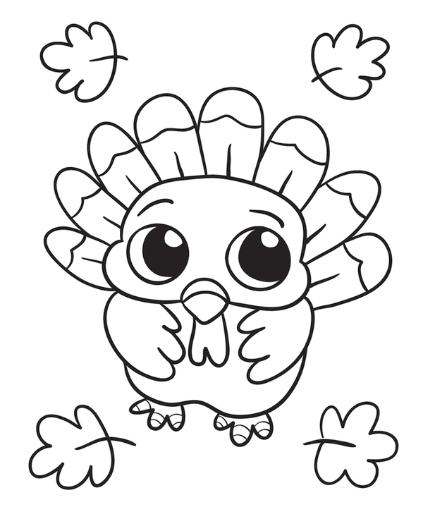 Dibujo para Colorear Acción de Gracias de dibujos animados bebé pavo