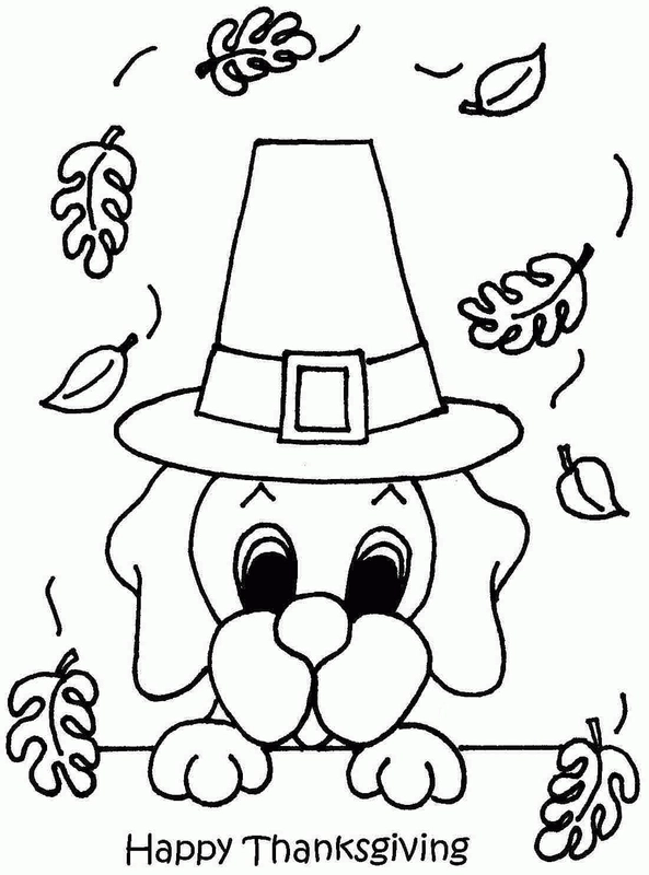 Dibujo para Colorear Perro de Acción de Gracias