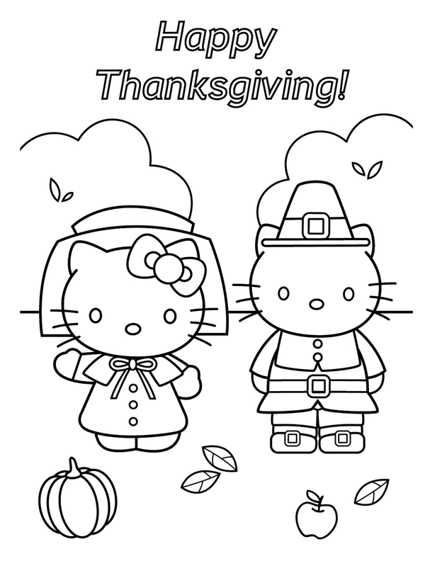 Dibujo para Colorear Acción de Gracias Hello Kitty