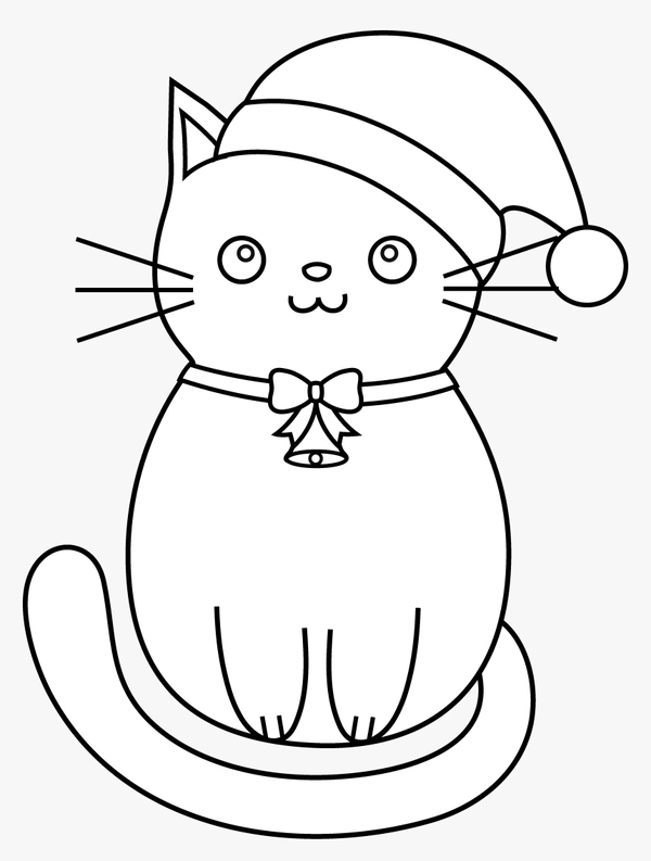 Cat Christmas Coloring Page