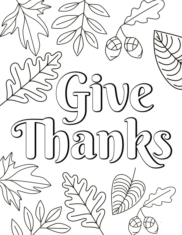 Dibujo para Colorear Hojas de Acción de Gracias
