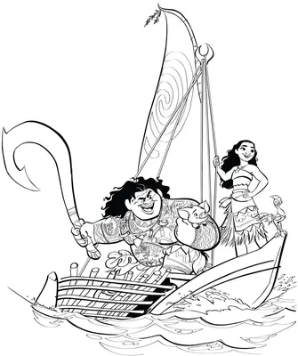 Vaiana en Maui op Boot