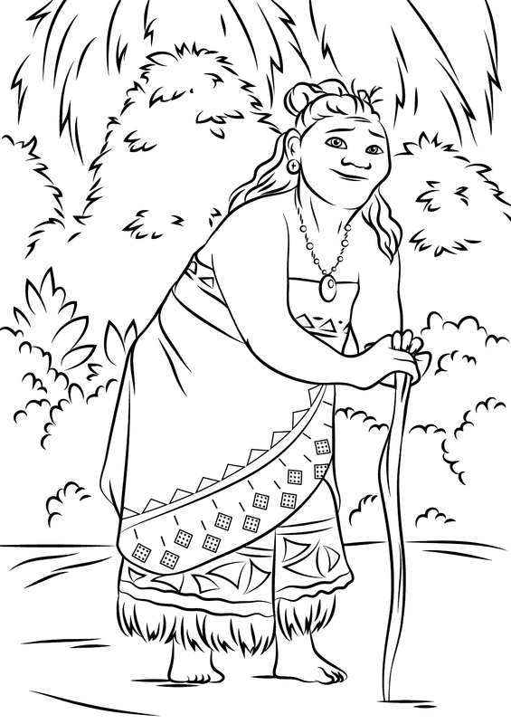 Dibujo para Colorear Moana Gramma Tala