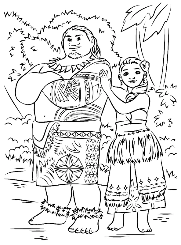 Moana Tui and Sina Coloring Page
