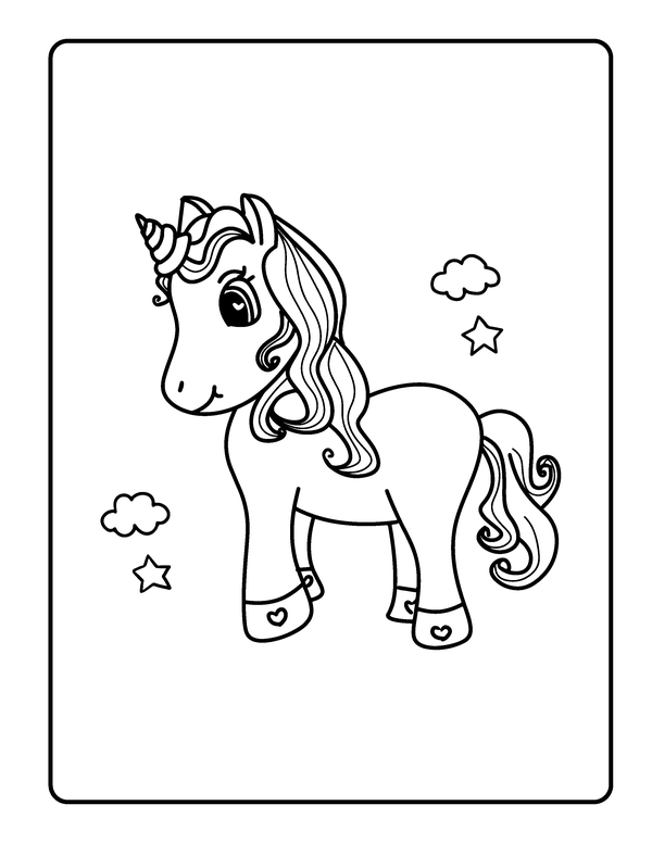 Unicorn Easy Coloring Page