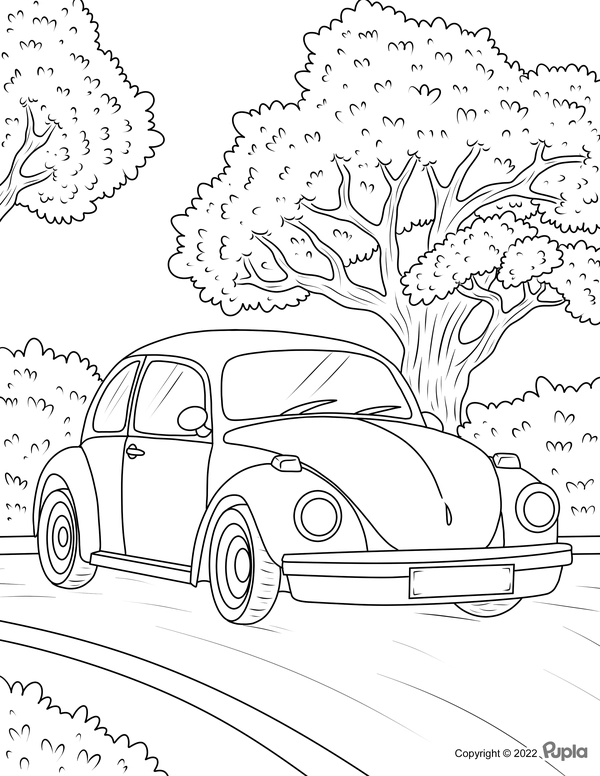 Cars Volkswagen Beetle Coloring Page