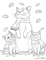 Schattige Katten met Sjaal Herfst