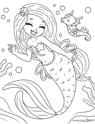 Cute Mermaid with Seahorse