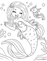 Cute Mermaid with Seahorse