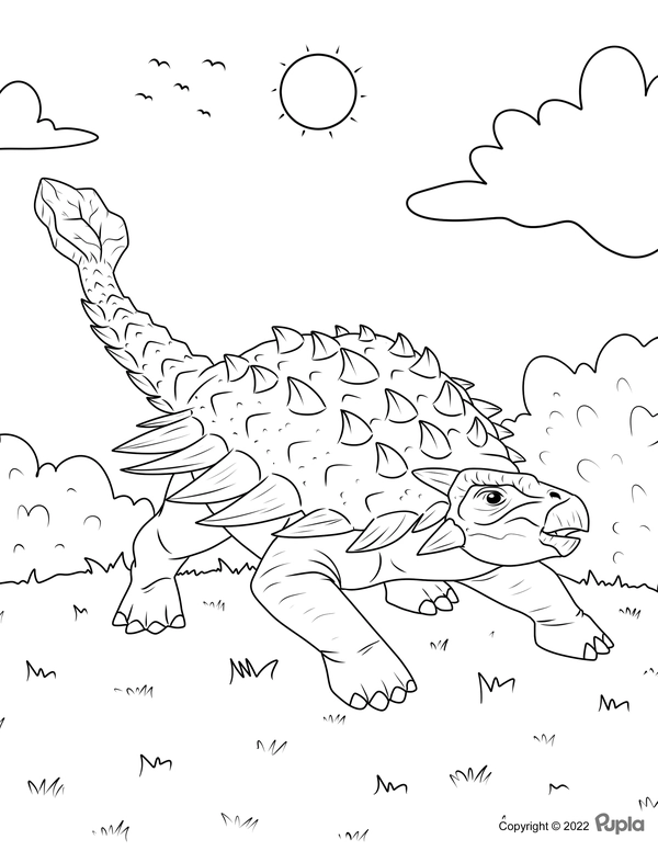 Dibujo para Colorear Dinosaurio Anquilosaurio