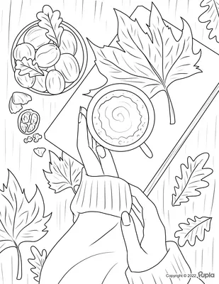 Capuchino de otoño y hojas