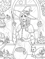 Halloween Hexe mit Wasserkocher