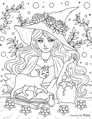 Halloween Witch with Cat