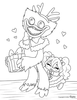 Huggy Wuggy y Miss Poppy con Present Christmas