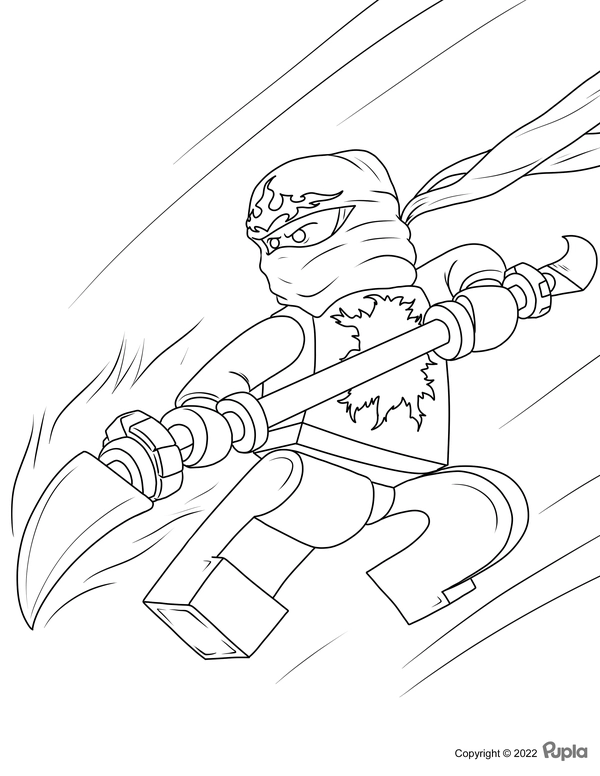Jumping Ninjago with Sword Coloring Page