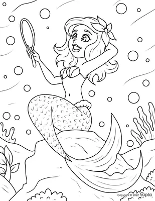 Mermaid Looking in Mirror