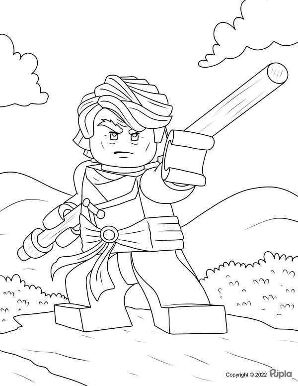 Ninjago Holding Sword Coloring Page
