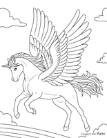 Unicornio con alas erguidas