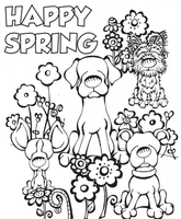 Perros felices en primavera