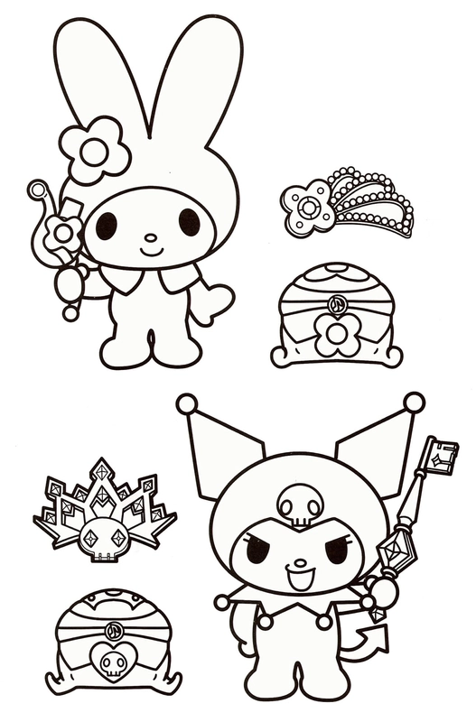 Kuromi & My Melody with Keys Coloring Page