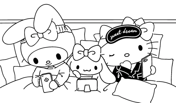 My Melody in Bed Coloring Page