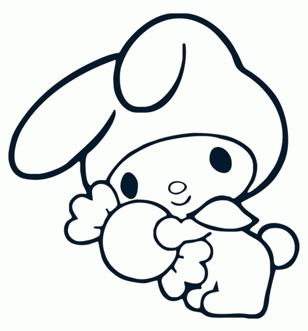 My Melody Holding Candy Coloring Page
