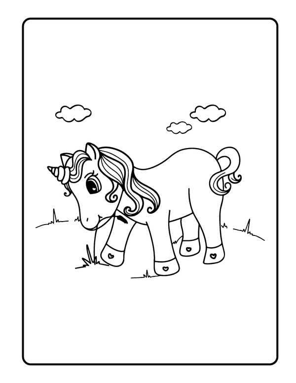 Unicorn Eating Grass Coloring Page