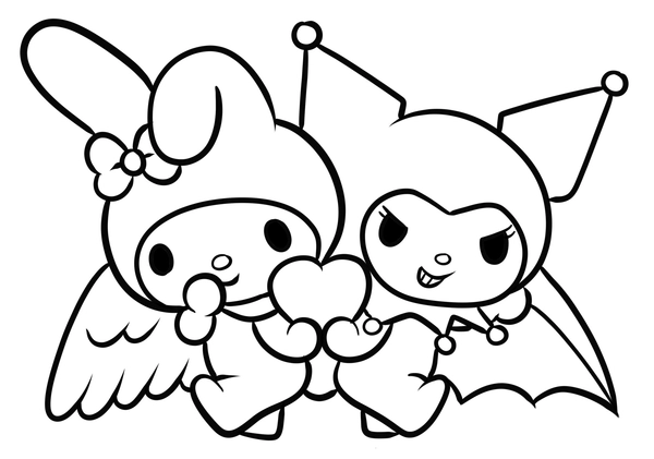 🖍️ My Melody & Kuromi - Printable Coloring Page For Free - Pupla.com