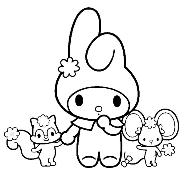 🖍️ My Melody with Squirrel & Mouse - Printable Coloring Page for Free ...
