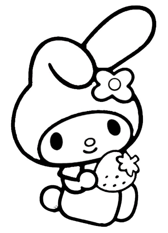 My Melody & Strawberry Coloring Page