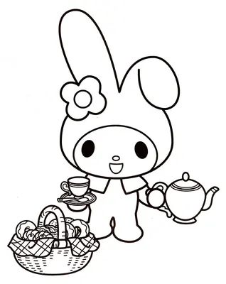 My Melody serviert Tee