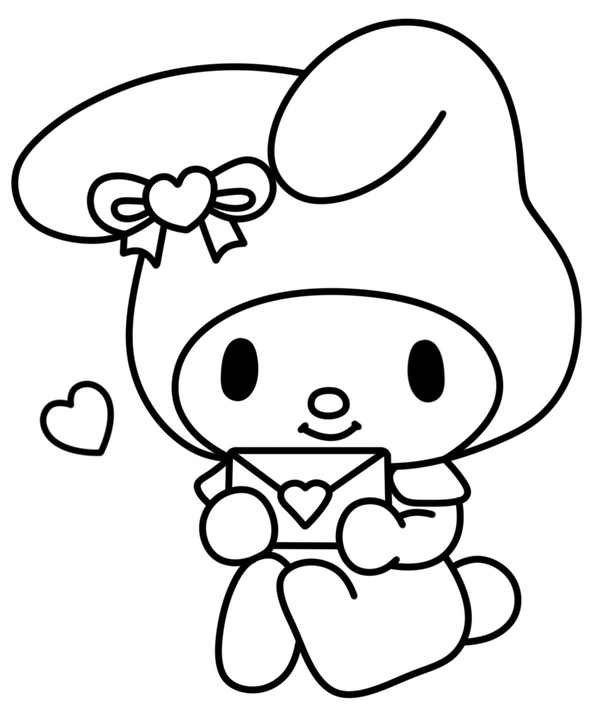 My Melody Holding Valentine Letter Coloring Page